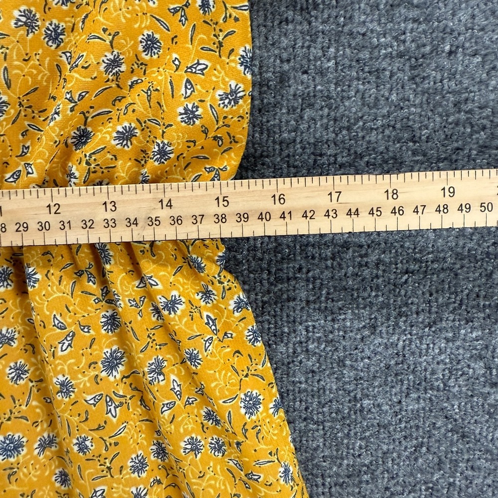 Charlie Paige Dress Small Yellow Floral Tiered Prairie Boho Cottagecore Peasant - Picture 10 of 11